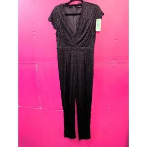 Shinestar Black Lace Formal Stretch Romper XL